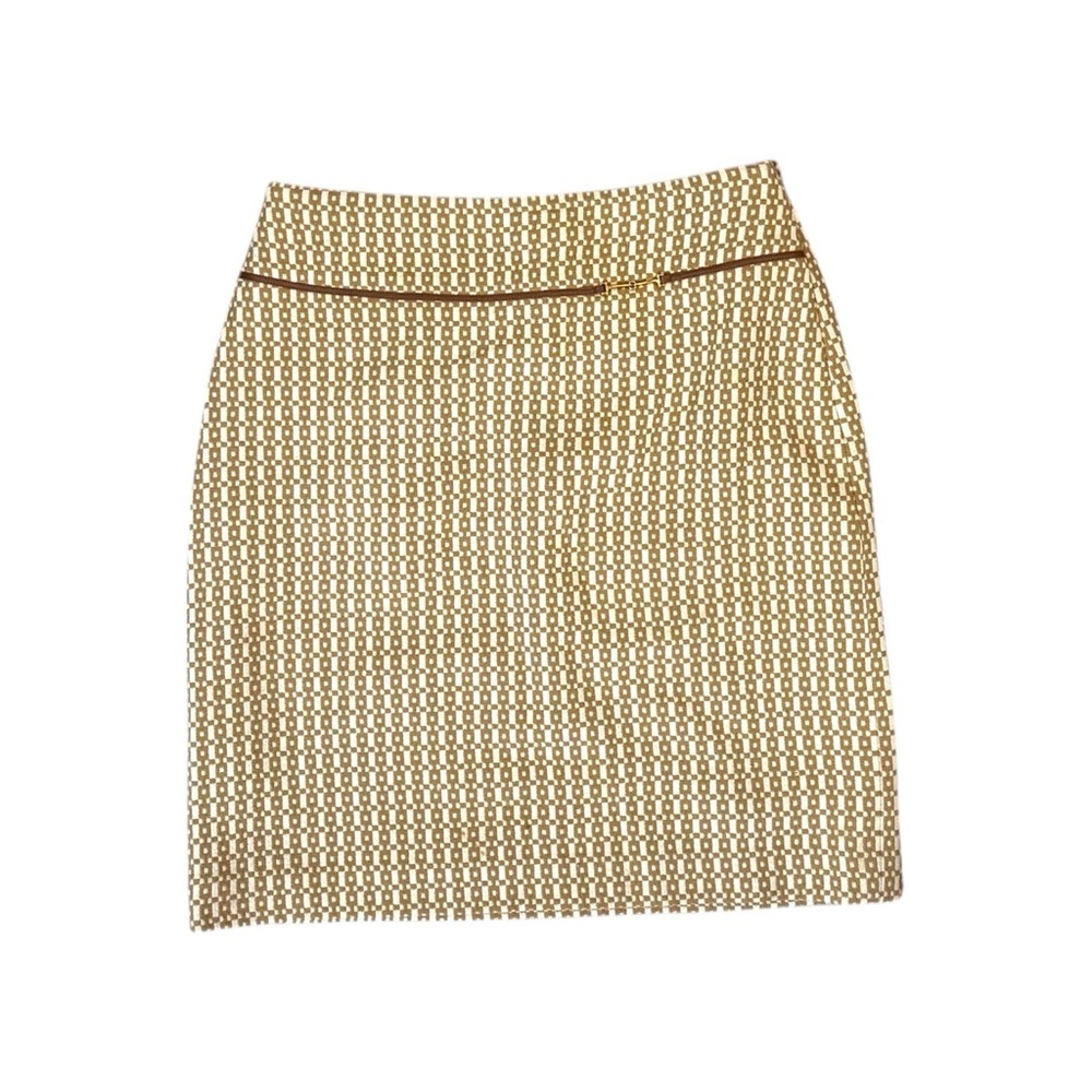 Banana‎ Republic Tan and White Geometric Pattern Wool Skirt Size 6